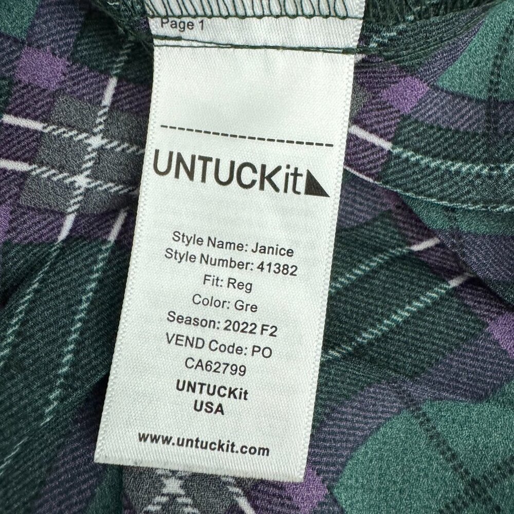 UNTUCKit Janice Plaid Shirt Dress Pleated Button Front Preppy Size 4 - Picture 10 of 12